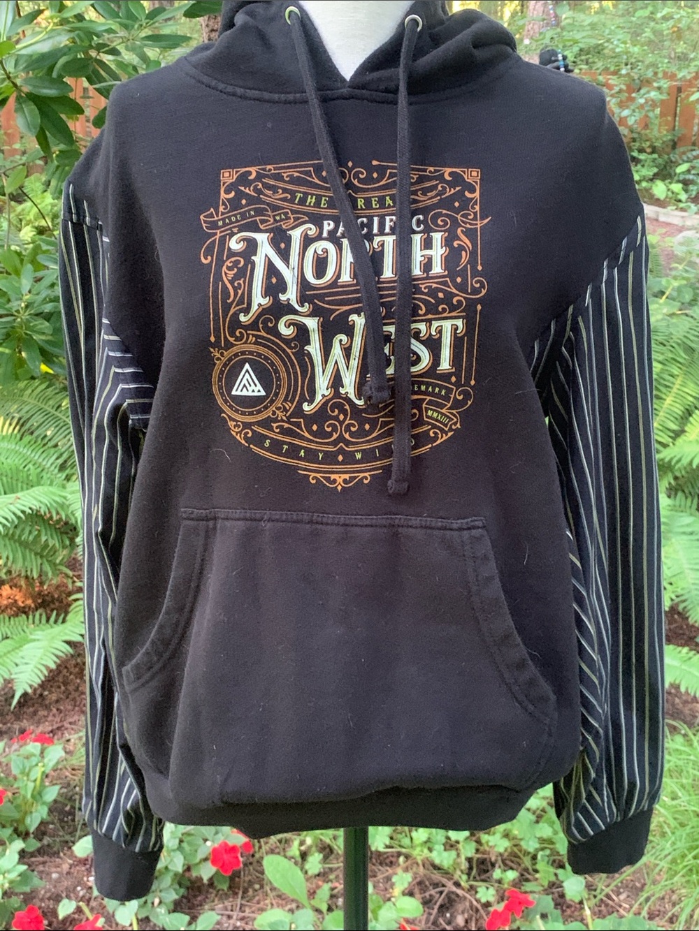 Upcycled Graphic Sweatshirt combined with Coordinating Sleeves